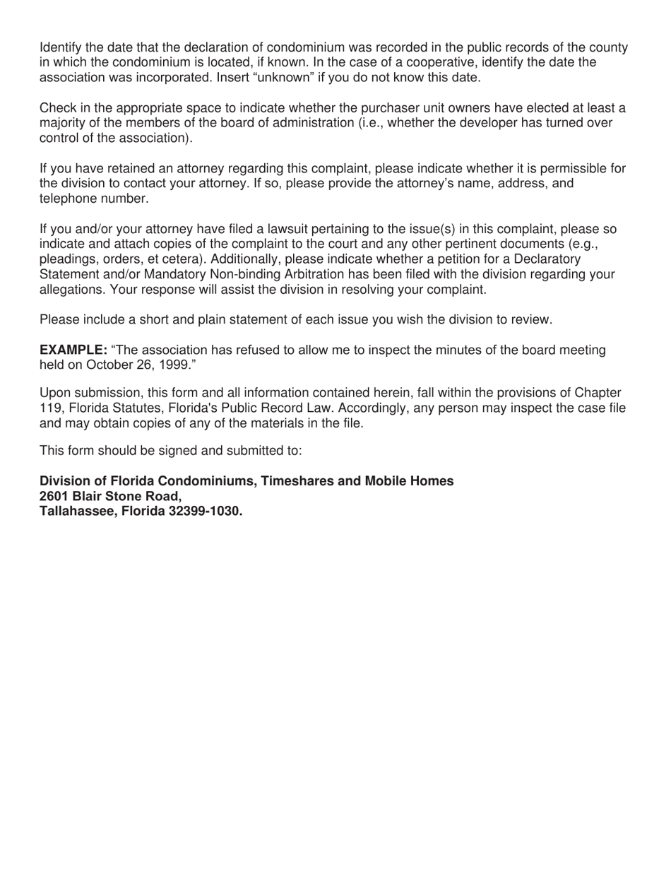 Condominium / Cooperative Complaint - Florida, Page 2