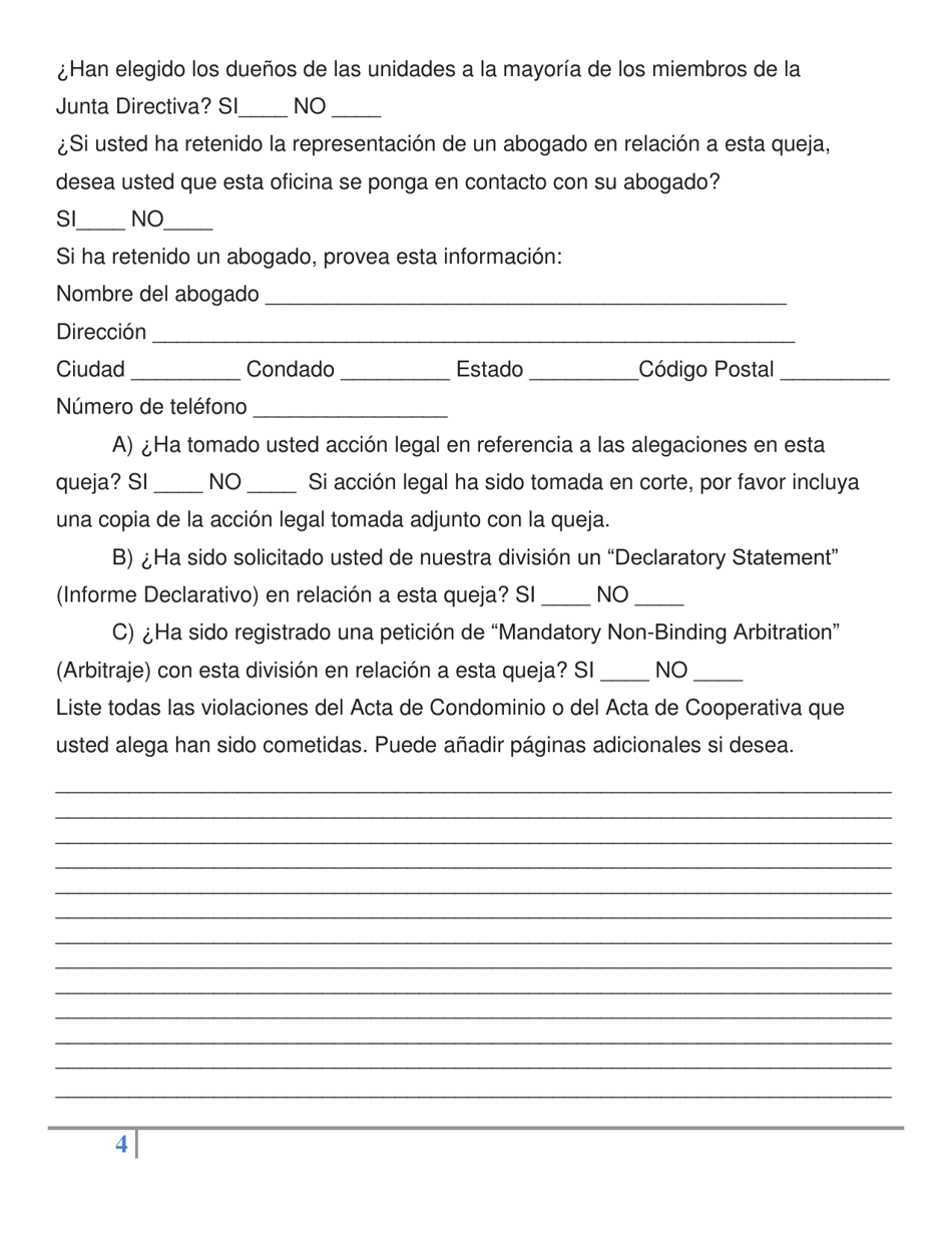 Queja De Condominio / Cooperativa - Florida (Spanish), Page 4