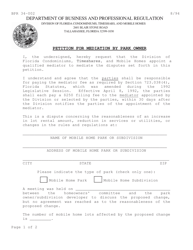 Document preview: Form BPR34-002 Petition for Mediation by Park Owner - Florida