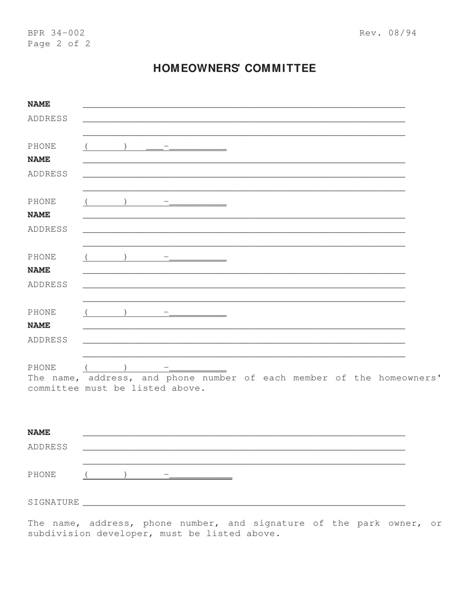 Form BPR34-002 Petition for Mediation by Park Owner - Florida, Page 2