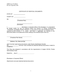 Document preview: DBPR Form TS6000-8 Certificate of Identical Documents - Florida