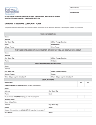 Document preview: Uniform Timeshare Complaint Form - Florida