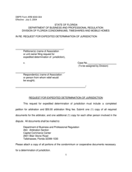 DBPR Form ARB6000-004 Request for Expedited Determination of Jurisdiction - Florida