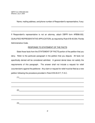 DBPR Form ARB6000-003 Answer to Petition for Arbitration - Florida, Page 2