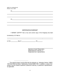 DBPR Form ARB6000-003 Answer to Petition for Arbitration - Florida, Page 4