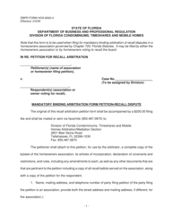 DBPR Form HOA6000-4 Mandatory Binding Arbitration Form Petition-Recall Dispute - Florida