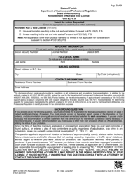 Form DBPR CPA9 Application for Reinstatement of Null and Void License - Florida, Page 2