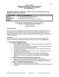 Form DBPR MVL002 Military Veteran/Spouse Fee Waiver Request - Florida