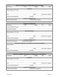 Form DBPR0070 Uniform Complaint Form - Florida, Page 3