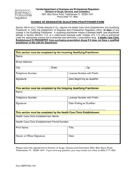 Document preview: Form DBPR-DDC-104 Change of Designated Qualifying Practitioner Form - Florida