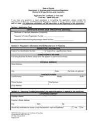 Form DBPR-DDC-239 Application for a Certificate of Free Sale - Florida, Page 2