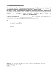 Form DBPR-DDC-113 Prescription Drug Wholesale Distributor Assignment of Certificate of Deposit - Florida, Page 4