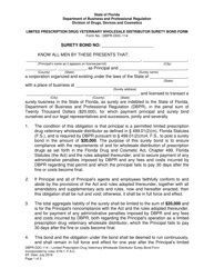 Document preview: Form DBPR-DDC-114 Limited Prescription Drug Veterinary Wholesale Distributor Surety Bond Form - Florida