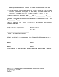 Form DBPR-DDC-114 Limited Prescription Drug Veterinary Wholesale Distributor Surety Bond Form - Florida, Page 3