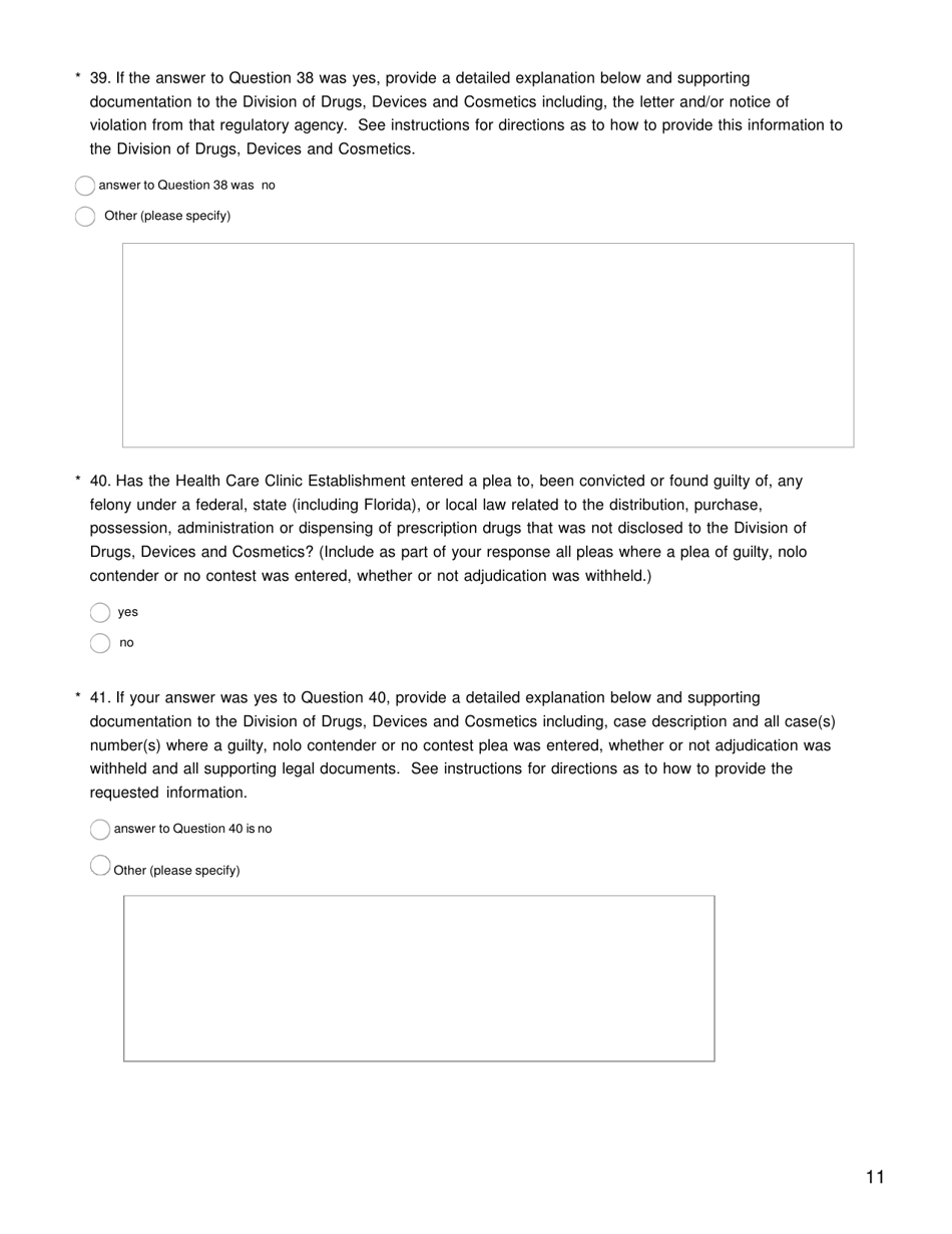 Health Care Clinic Establishment Survey - Florida, Page 13