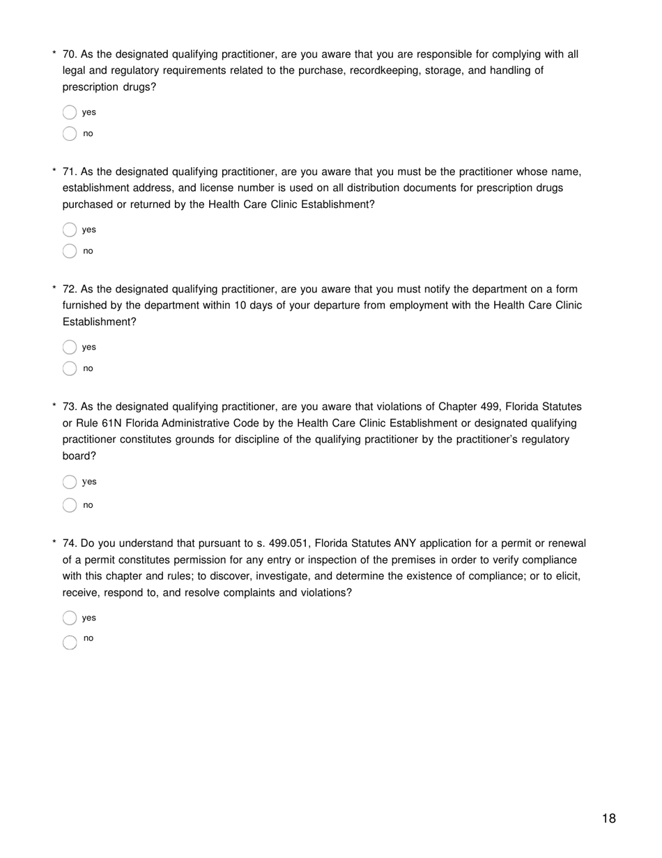 Florida health care clinic establishment survey fill out sign online
