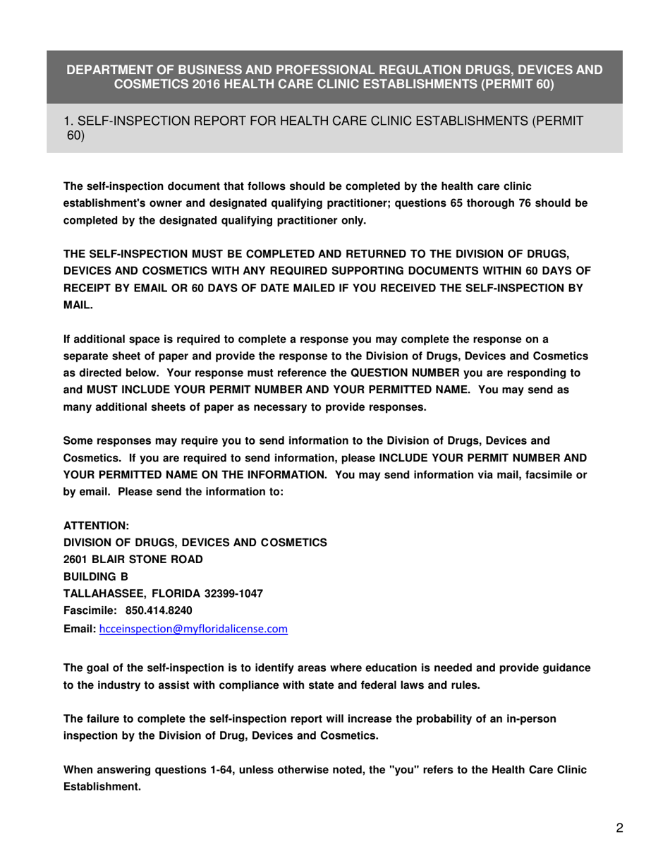 Health Care Clinic Establishment Survey - Florida, Page 3