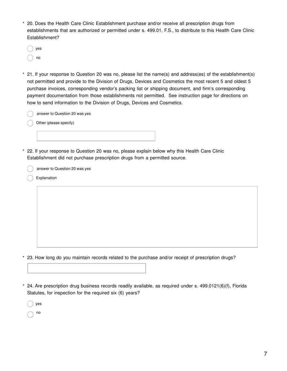 Health Care Clinic Establishment Survey - Florida, Page 8