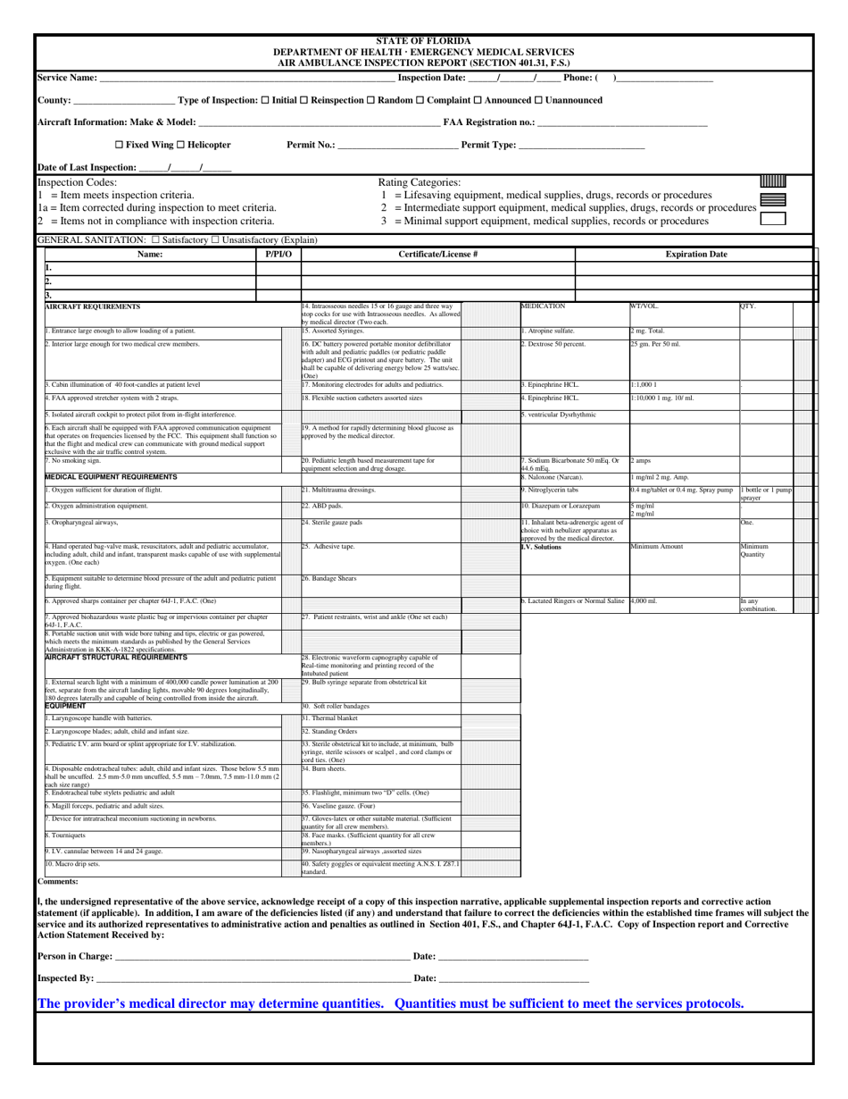 Air Ambulance Inspection Report - Florida, Page 1