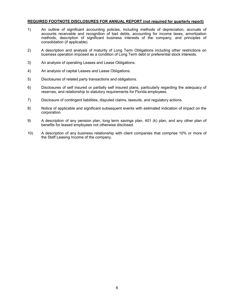 DBPR Form EL-4506 Standard Financial Statement - Florida, Page 6