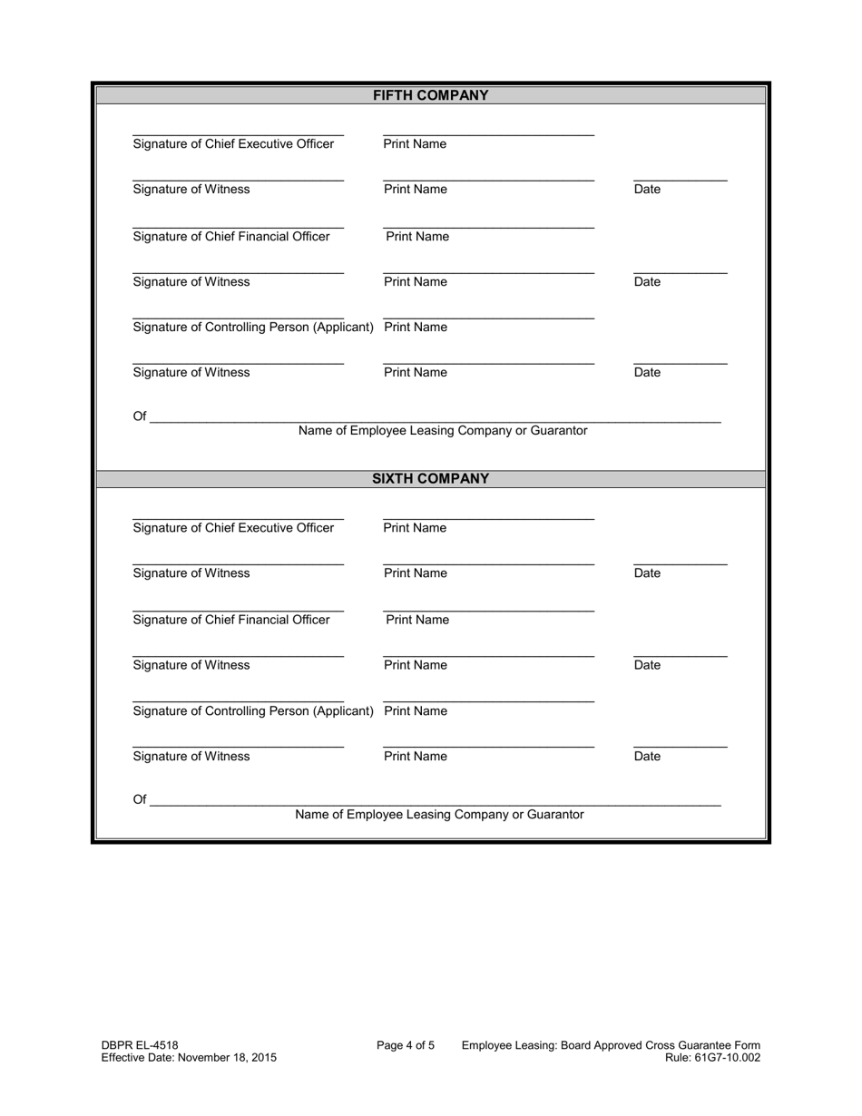 Dbpr Form El-4518 - Fill Out, Sign Online And Download Printable Pdf 