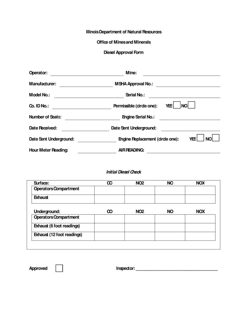Diesel Approval Form - Illinois, Page 1