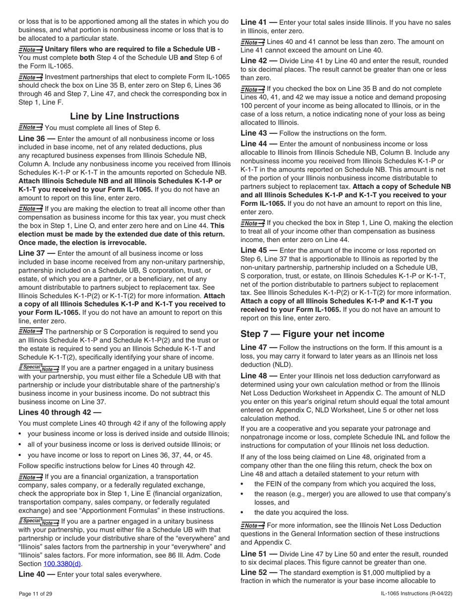 Instructions for Form IL-1065 Partnership Replacement Tax Return - Illinois, Page 11