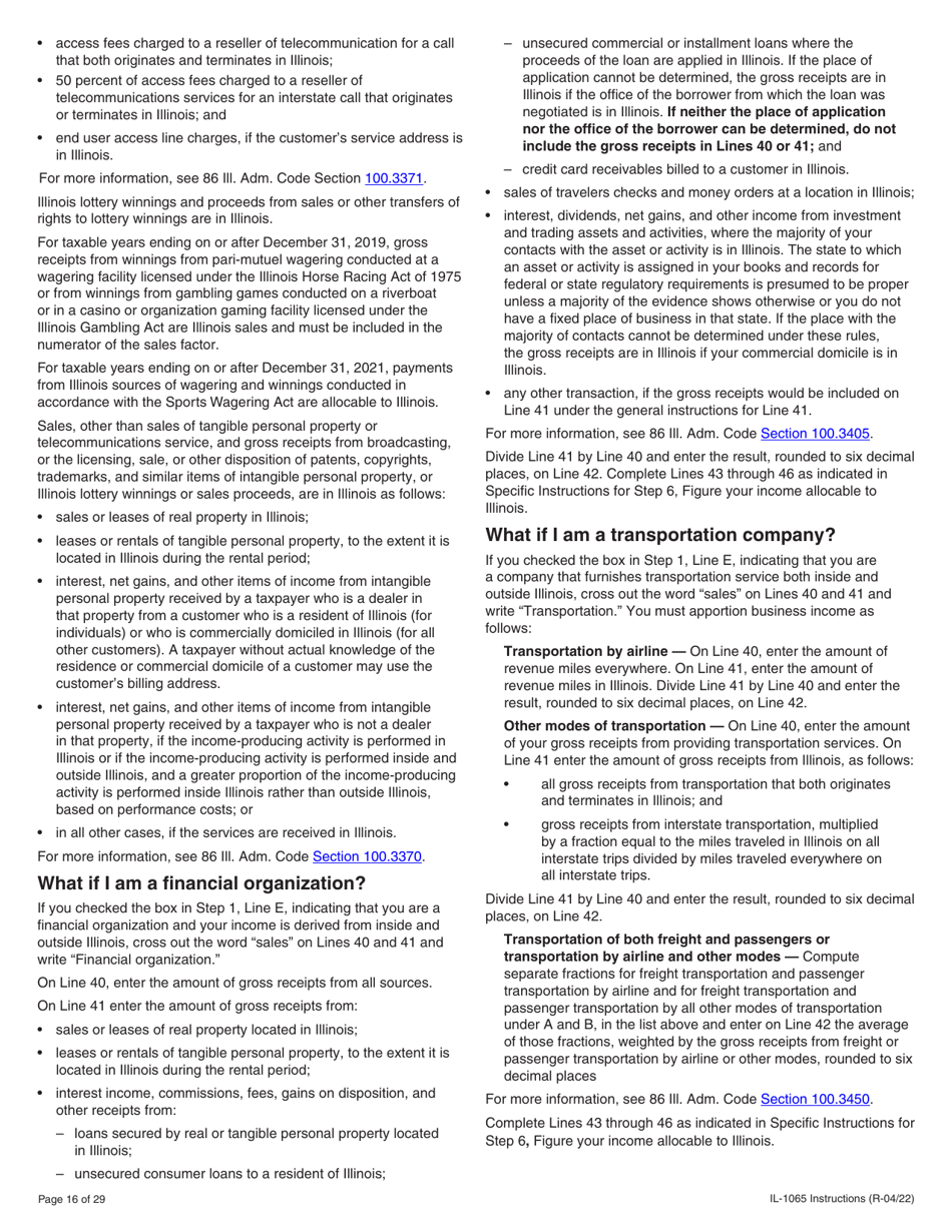 Instructions for Form IL-1065 Partnership Replacement Tax Return - Illinois, Page 16