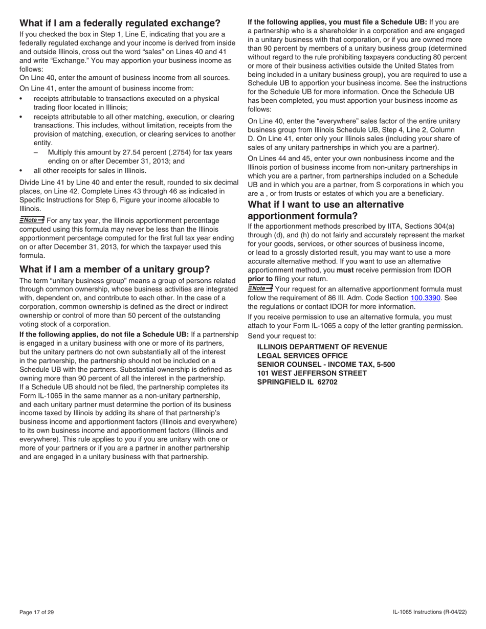 Instructions for Form IL-1065 Partnership Replacement Tax Return - Illinois, Page 17