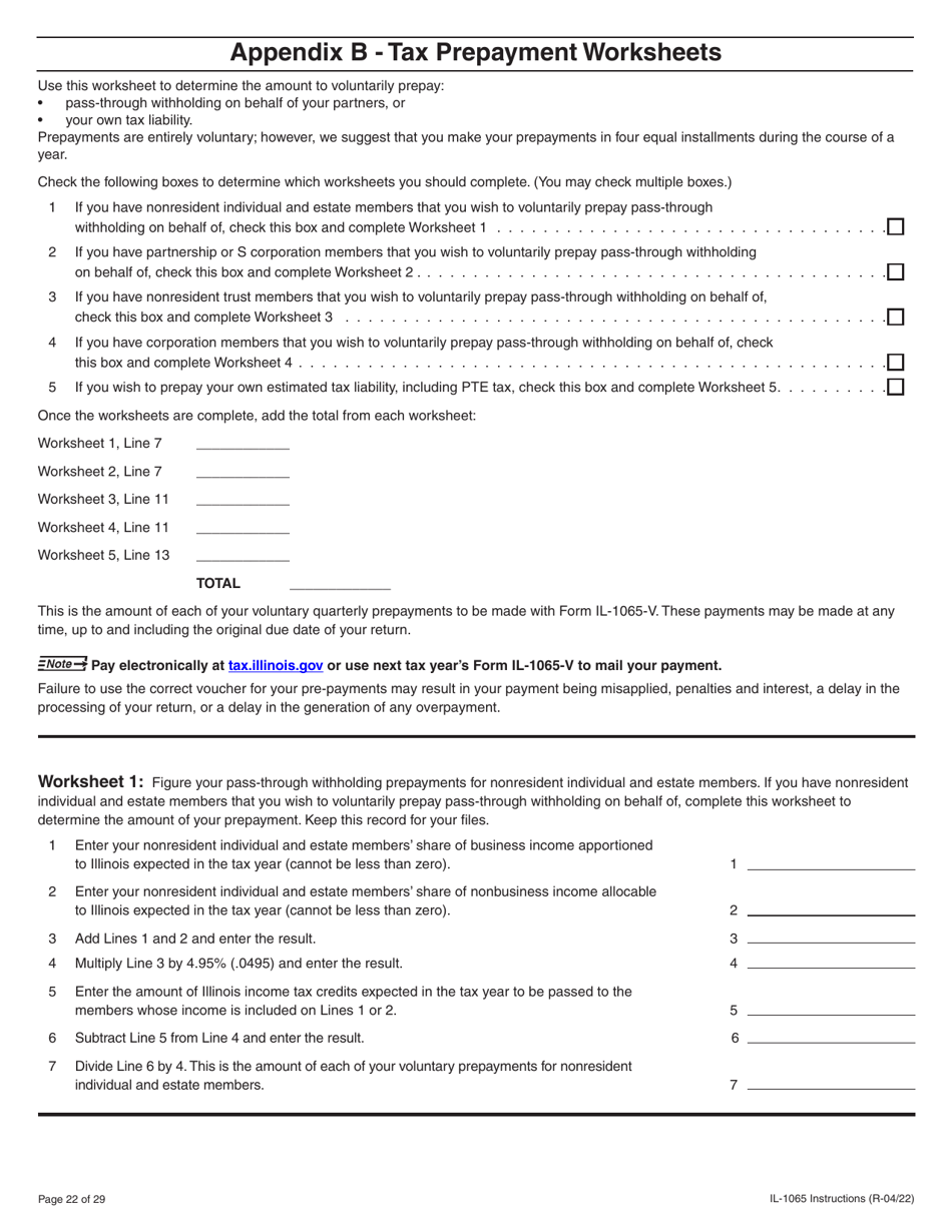 Instructions for Form IL-1065 Partnership Replacement Tax Return - Illinois, Page 22