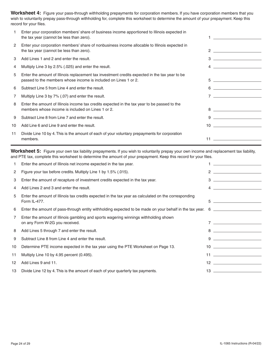 Instructions for Form IL-1065 Partnership Replacement Tax Return - Illinois, Page 24