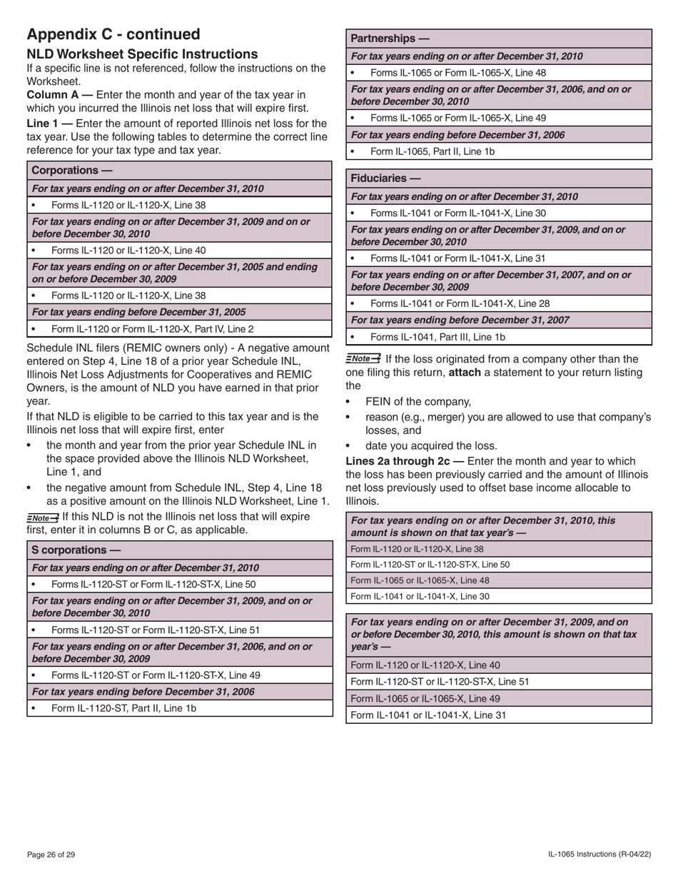 Instructions for Form IL-1065 Partnership Replacement Tax Return - Illinois, Page 26