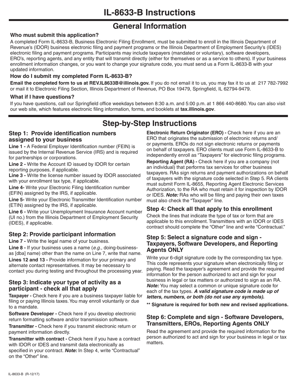 Form IL-8633-B Business Electronic Filing Enrollment - Illinois, Page 2