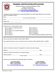 Form BFS-205 Training Certification Application - Michigan