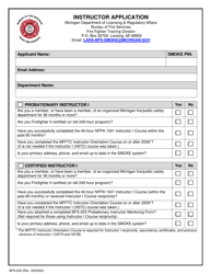 Form BFS-209 Instructor Application - Michigan