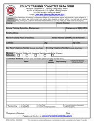 Form BFS-240 County Training Committee Data Form - Michigan