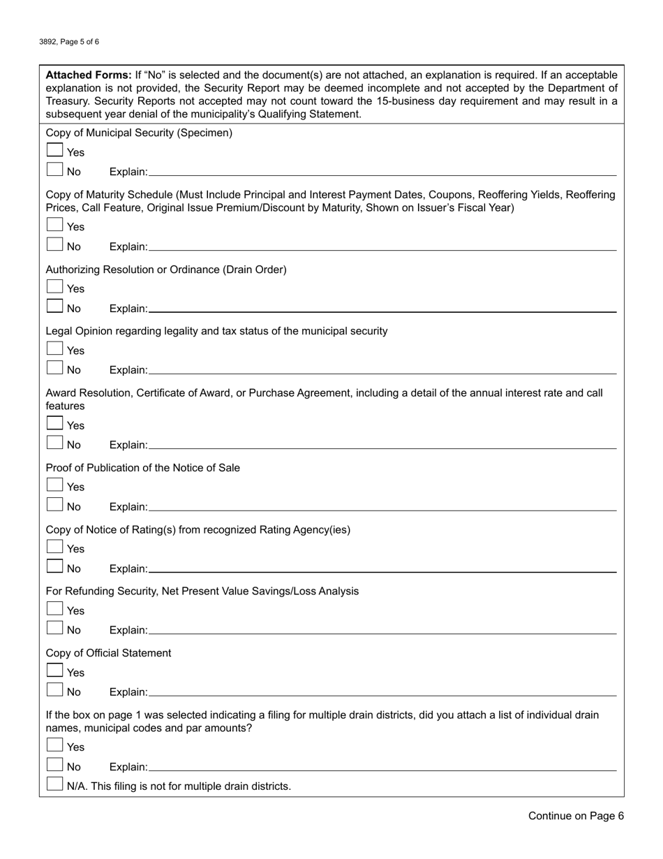 Form 3892 Security Report - Michigan, Page 5