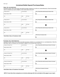 Form 2666 Michigan Unredeemed Beverage Container Deposit Report - Michigan, Page 2