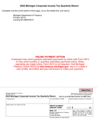 Form 4913 Michigan Corporate Income Tax Quarterly Return - Michigan