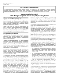 Form 4913 Michigan Corporate Income Tax Quarterly Return - Michigan, Page 2