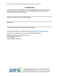 Form FIS2378 Domestic Insurer Exemption Certification - Michigan, Page 2