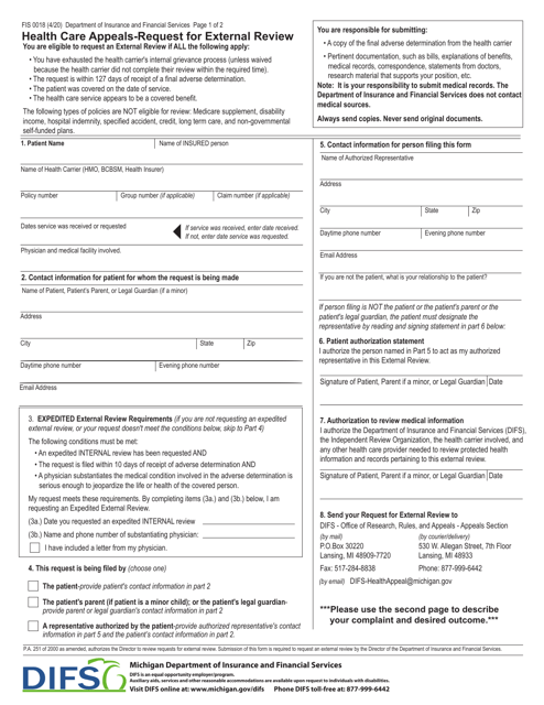 Form FIS0018  Printable Pdf