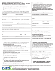 Form FIS0018 Health Care Appeals - Request for External Review - Michigan