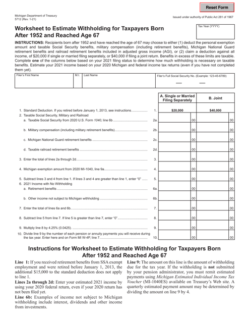 Form 5712  Printable Pdf