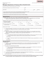 Form 1353 Michigan Department of Treasury Nexus Questionnaire - Michigan