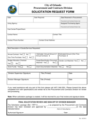 Document preview: Solicitation Request Form - City of Orlando, Florida