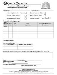 Document preview: Purchase Order Change Request - City of Orlando, Florida