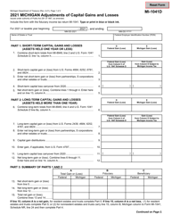 Form MI-1041D Michigan Adjustments of Capital Gains and Losses - Michigan