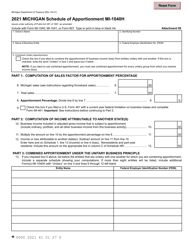 Form MI-1040H Michigan Schedule of Apportionment - Michigan