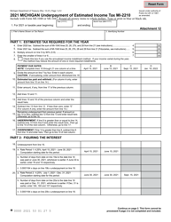 Form MI-2210 Michigan Underpayment of Estimated Income Tax - Michigan